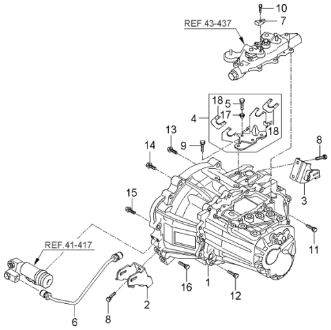 2005 Kia Rio Bracket Assembly-Shift Cable Diagram for 4389023060