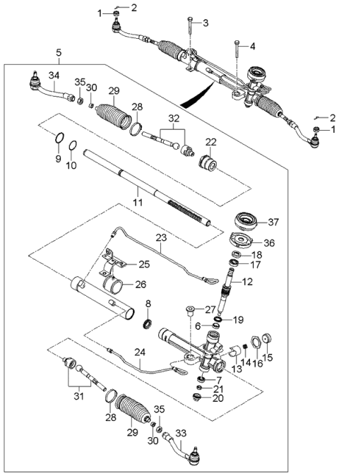 2005 Kia Rio Gear & Linkage Assembly Diagram for 577001G300