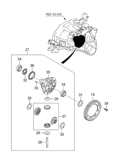 2006 Kia Rio Differential Assembly Diagram for 4320723010