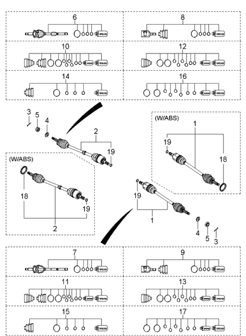 2005 Kia Rio Joint Set-Outer,RH Diagram for 495911G110