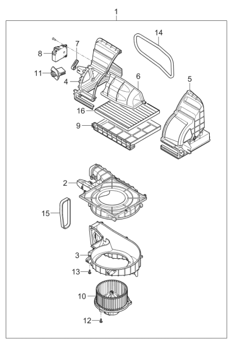 2005 Kia Rio Heater System-Blower Unit Diagram