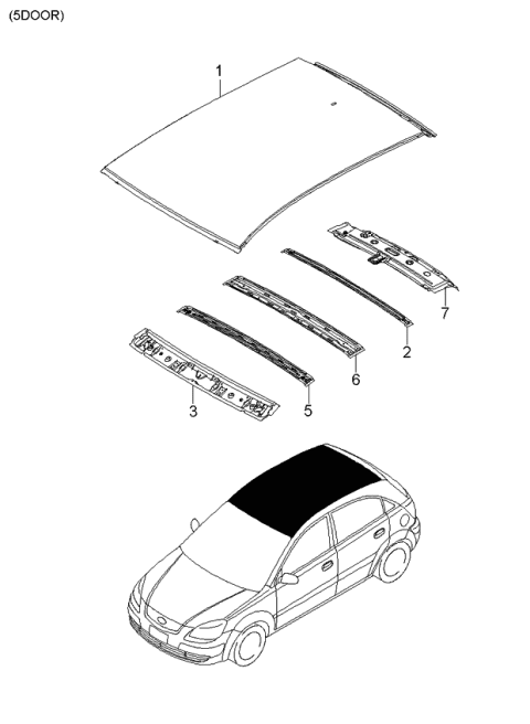 2006 Kia Rio Roof Panel Diagram 2