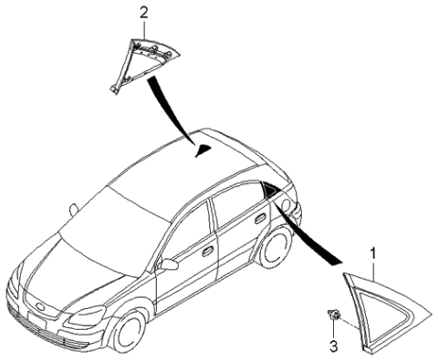 2006 Kia Rio Quarter Fixed Garnish Diagram