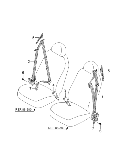 2006 Kia Rio Belt-Front Seat Diagram