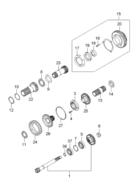 2005 Kia Rio Bearing Diagram for 4563528010