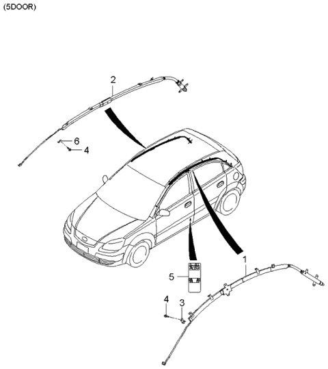 2006 Kia Rio Curtain Air Bag Module, Right Diagram for 850201G000