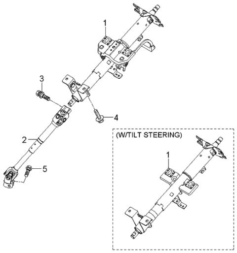 2006 Kia Rio Column Assembly-Upper Diagram for 563101G160