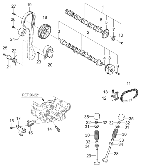 2006 Kia Rio Camshaft Assembly-Exhaust Diagram for 2420026704