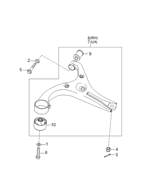 2006 Kia Rio Front Suspension Lower Arm Diagram