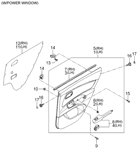 2006 Kia Rio Rear Door Trim Diagram 4