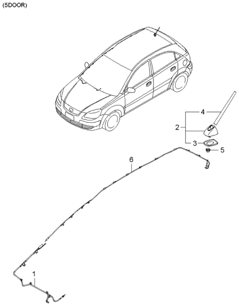 2005 Kia Rio Roof Antenna Assembly Diagram for 962001G111