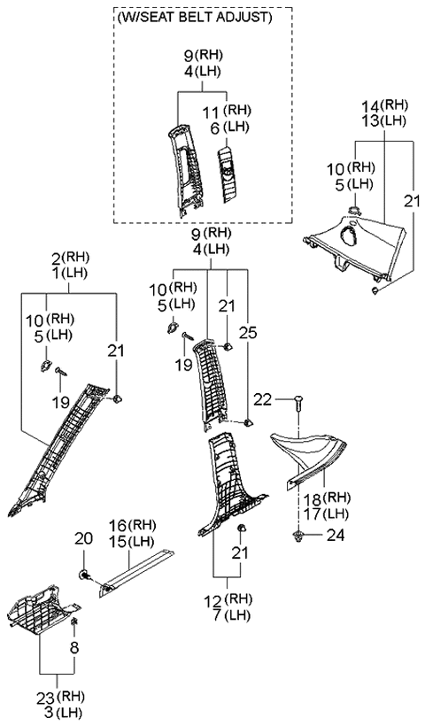 2005 Kia Rio Interior Side Trim Diagram 2