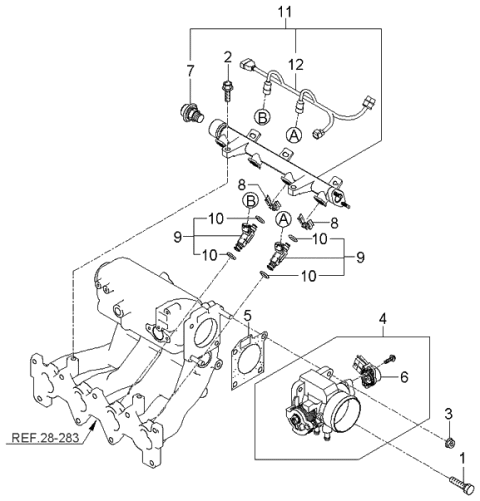 2006 Kia Rio Throttle Body & Injector Diagram