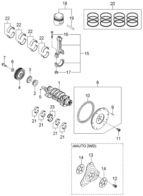 2006 Kia Rio CRANKSHAFT Diagram for 2311126100