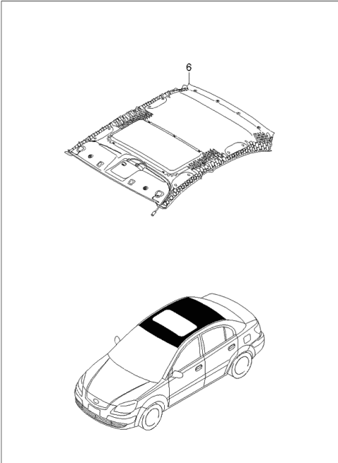 2006 Kia Rio Sunvisor & Head Lining Diagram 2