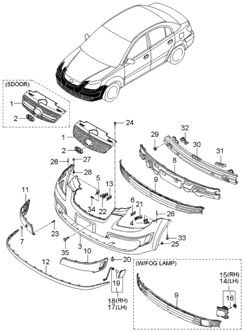 2005 Kia Rio Bumper-Front Diagram