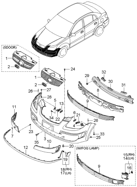 2006 Kia Rio Bumper-Front Diagram