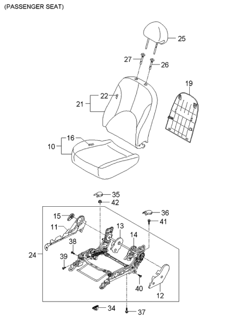 2006 Kia Rio Back Assembly-Front Seat RH Diagram for 884001G850385