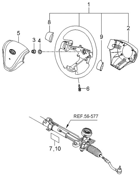 2006 Kia Rio Steering Wheel Body Assembly Diagram for 561101G450GD