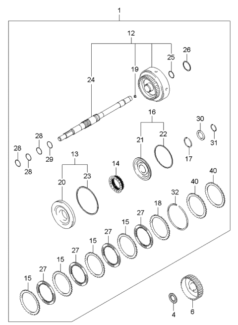 2006 Kia Rio Piston-Rear Clutch Diagram for 4544122700