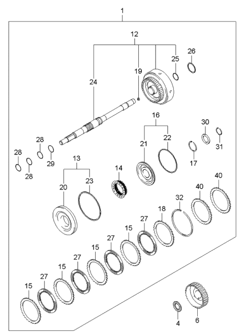 2006 Kia Rio Transaxle Clutch-Auto Diagram 1