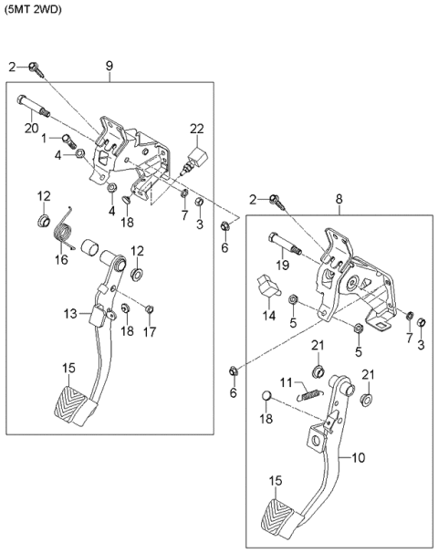 2005 Kia Rio Clutch & Brake Pedal Diagram 1