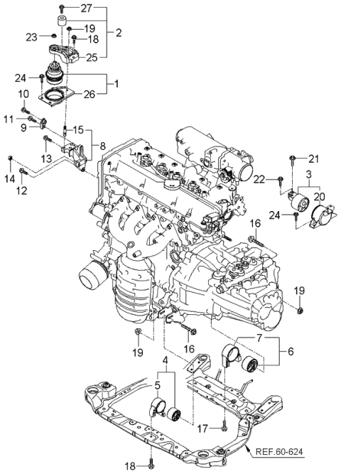 2005 Kia Rio Bracket Assembly-Transmission Mounting Diagram for 218301G200