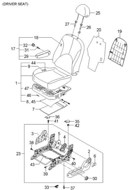 2006 Kia Rio Front Back Covering Assembly, Left Diagram for 883701G830381