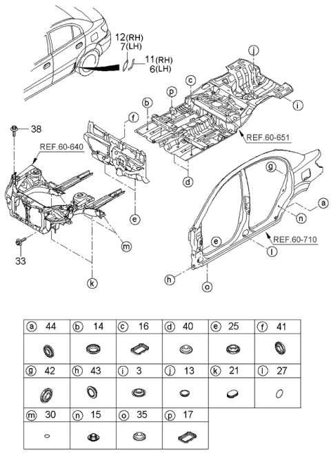 2005 Kia Rio Plug-Trim Mounting Diagram for 8574606000