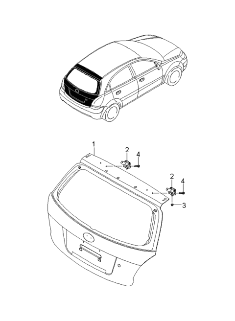 2005 Kia Rio Panel Assembly-Tail Gate Diagram for 737001G210