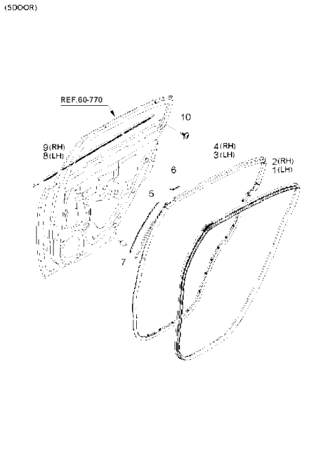 2005 Kia Rio Rear Door Moulding Diagram 2