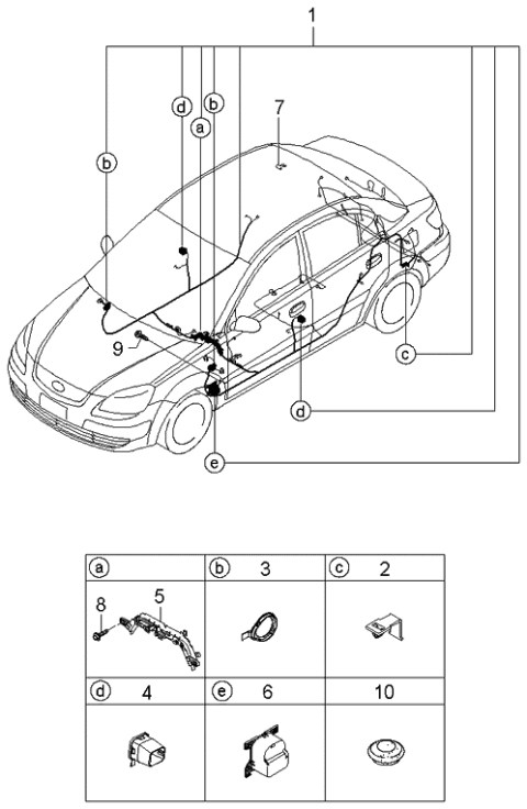 2005 Kia Rio Wiring Harness-Floor Diagram