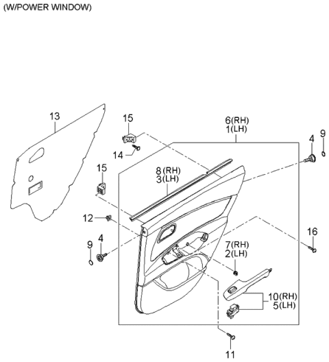 2005 Kia Rio Rear Door Trim Diagram 3