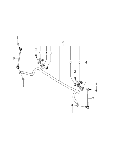 2005 Kia Rio Link Assembly-Front Stabilizer Diagram for 548301G000