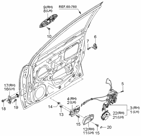 2006 Kia Rio Locking-Front Door Diagram