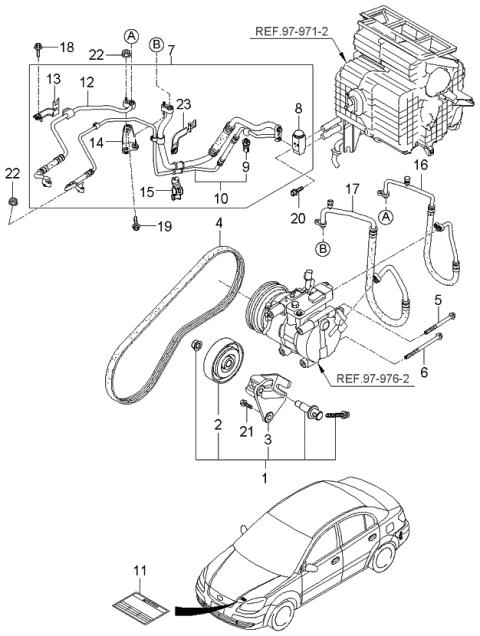 2006 Kia Rio Air Condition System-Cooler Line Diagram