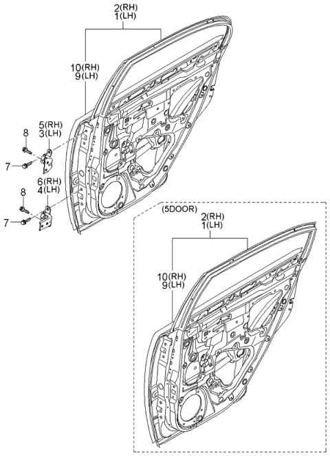 2005 Kia Rio Panel Assembly-Rear Door RH Diagram for 770041G010