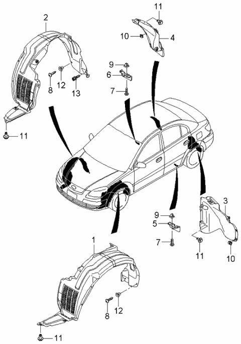 2005 Kia Rio Guard Assembly-Rear DEFLECTOR Diagram for 868611G000