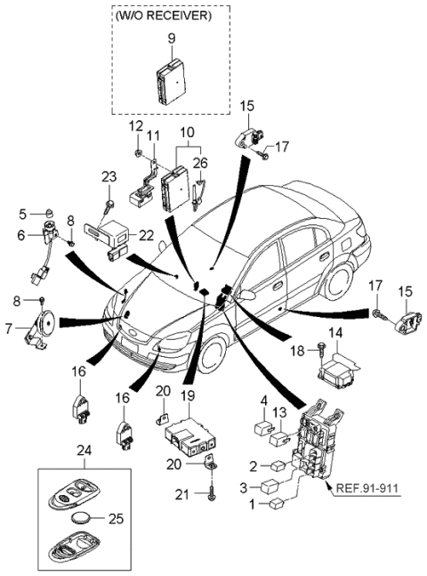 2005 Kia Rio Tire Pressure Monitoring Sensor Module Assembly Diagram for 958001G100