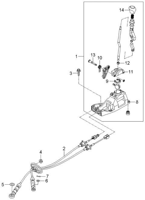 2006 Kia Rio Lever Assembly-Manual Transmission Diagram for 437001G100GD