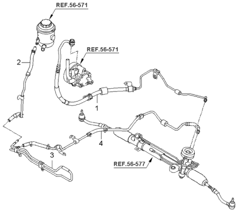 2005 Kia Rio Power Steering Hose Diagram