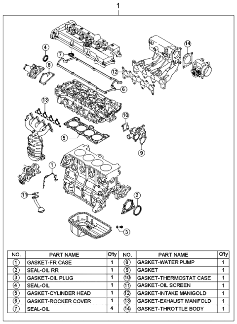 2005 Kia Rio Engine Gasket Kit Diagram