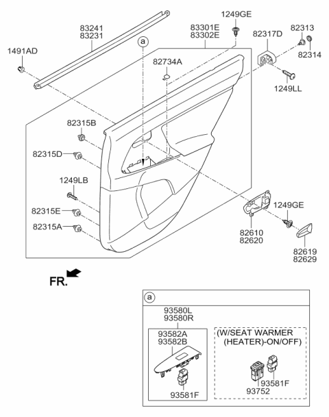 2014 Kia Sportage Rear Power Window Sub Right Switch Assembly Diagram for 935803W900GAH