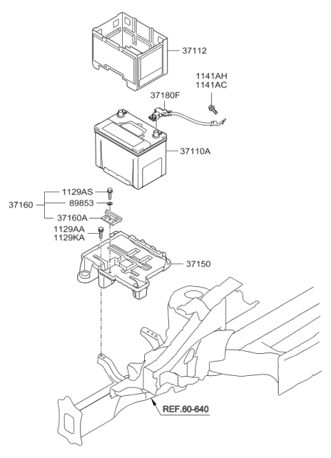 2014 Kia Sportage Bracket-Battery Mounting Diagram for 371603W000