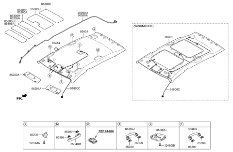 2015 Kia Sportage Headlining Assembly Diagram for 853013W390ED