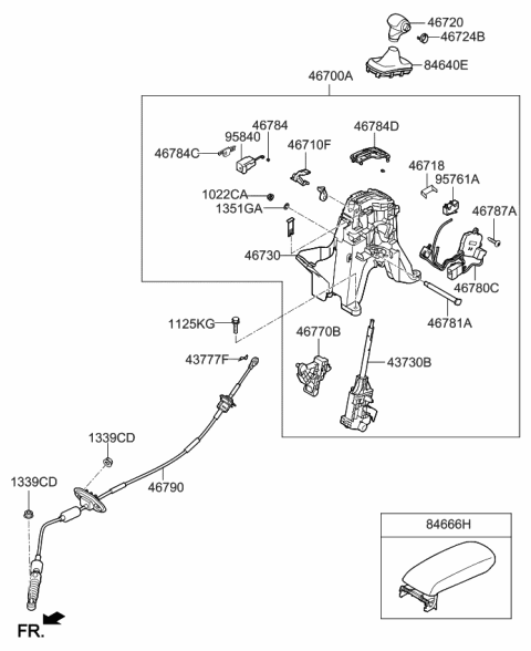 2014 Kia Sportage Shift Lever Control Diagram