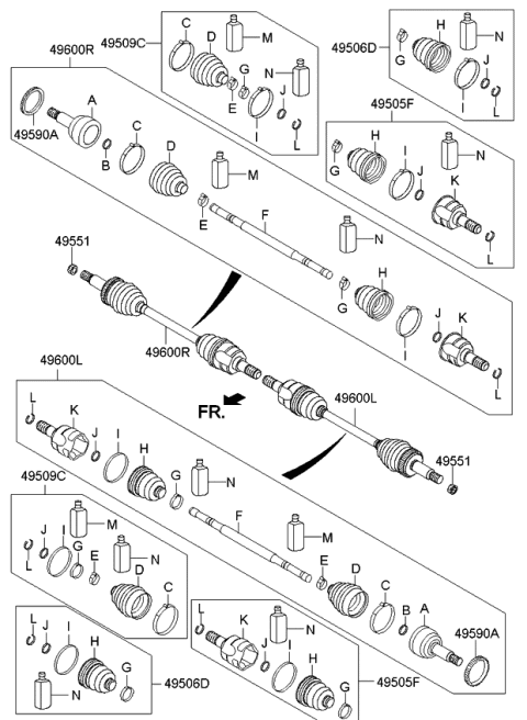 2015 Kia Sportage Boot Kit-Rear Axle Differential Diagram for 496952Y010