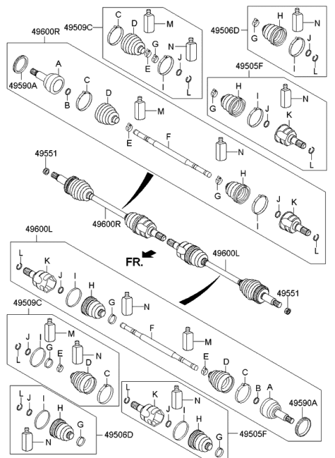 2015 Kia Sportage Joint Kit-Rear Axle Differential Diagram for 496922Y010