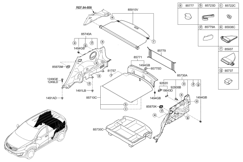 2015 Kia Sportage Trim Assembly-Luggage Covering Diagram for 857203W000WK