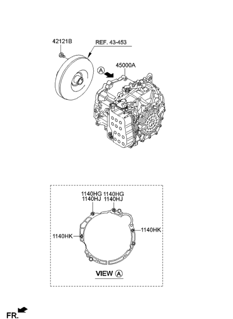 2014 Kia Sportage Auto TRANSAXLE & TORQUE/CONVENTIONAL Assembly Diagram for 450003B774